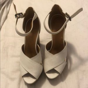 White wedge heels